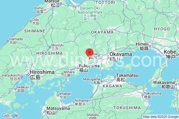 小田郡メンズエステの地図です。map of 小田郡 where spa and massage salons are located