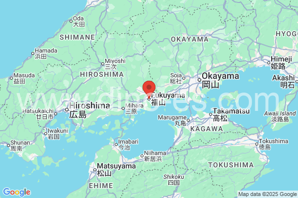 福山市メンズエステの地図です。map of 福山市 where spa and massage salons are located