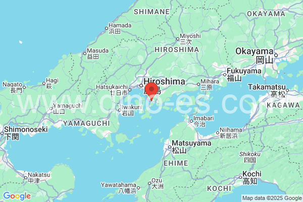 呉市メンズエステの地図です。map of 呉市 where spa and massage salons are located