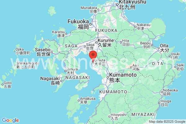 大牟田市メンズエステの地図です。map of 大牟田市 where spa and massage salons are located