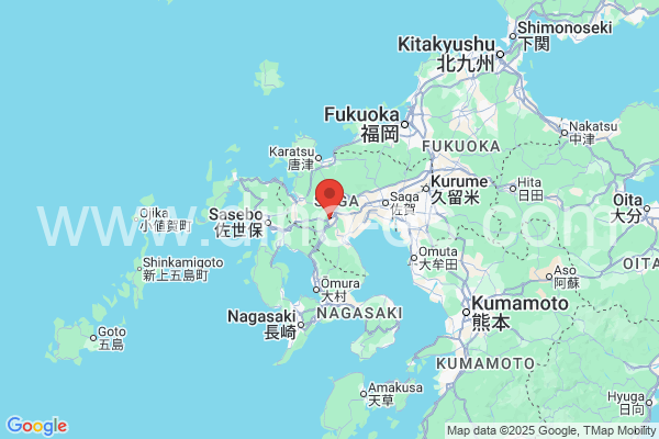 武雄市メンズエステの地図です。map of 武雄市 where spa and massage salons are located