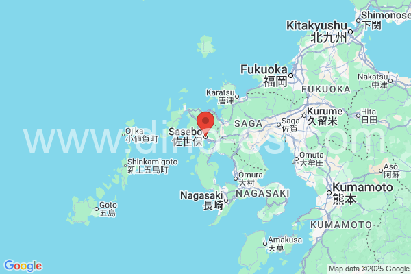 佐世保市メンズエステの地図です。map of 佐世保市 where spa and massage salons are located