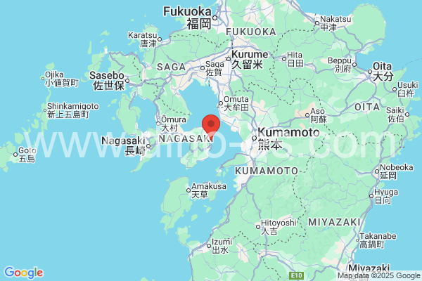 島原市メンズエステの地図です。map of 島原市 where spa and massage salons are located