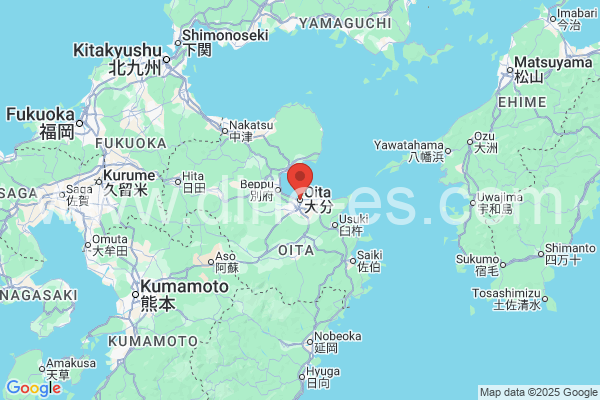 大分市メンズエステの地図です。map of 大分市 where spa and massage salons are located