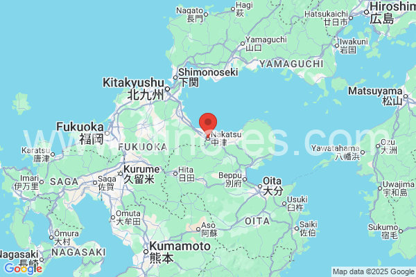 中津市メンズエステの地図です。map of 中津市 where spa and massage salons are located