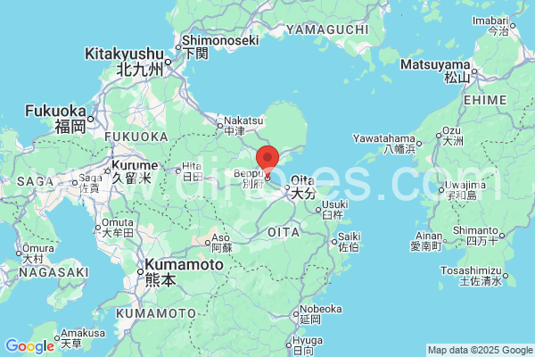 別府市メンズエステの地図です。map of 別府市 where spa and massage salons are located