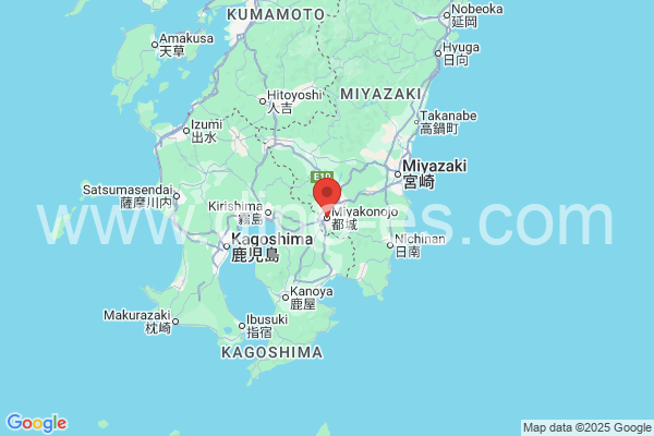 都城市メンズエステの地図です。map of 都城市 where spa and massage salons are located