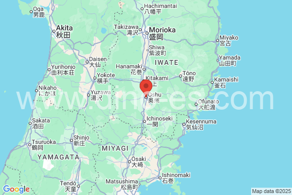 奥州市メンズエステの地図です。map of 奥州市 where spa and massage salons are located