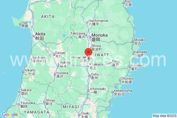 花巻市メンズエステの地図です。map of 花巻市 where spa and massage salons are located