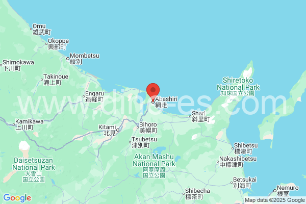 網走市メンズエステの地図です。map of 網走市 where spa and massage salons are located