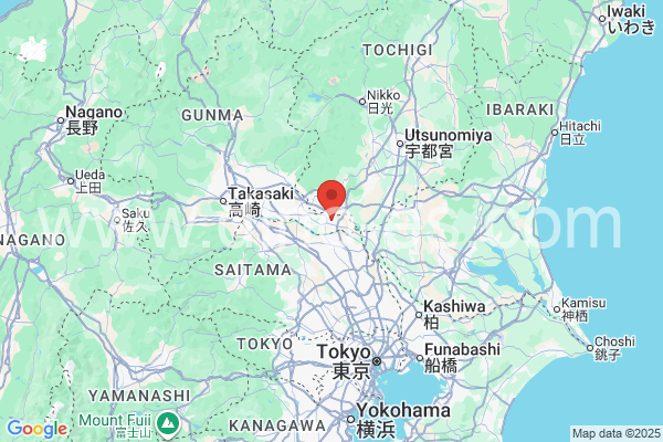 館林市メンズエステの地図です。map of 館林市 where spa and massage salons are located