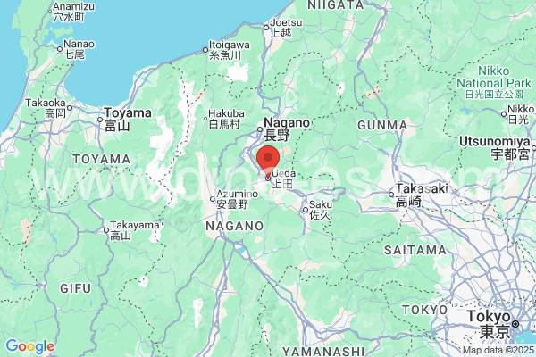 上田市メンズエステの地図です。map of 上田市 where spa and massage salons are located