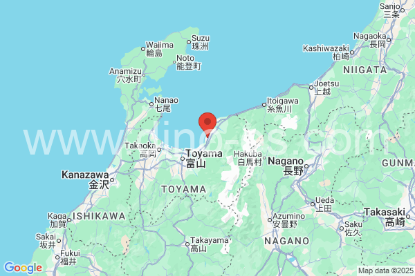 魚津市メンズエステの地図です。map of 魚津市 where spa and massage salons are located