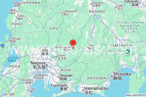 中津川市メンズエステの地図です。map of 中津川市 where spa and massage salons are located