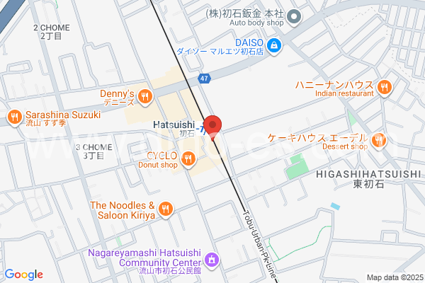初石メンズエステの地図です。map of Hatsuishi station where spa and massage salons are located