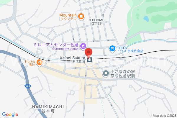 京成佐倉メンズエステの地図です。map of Keisei Sakura station where spa and massage salons are located
