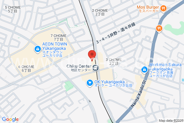 地区センターメンズエステの地図です。map of Chiku Center station where spa and massage salons are located