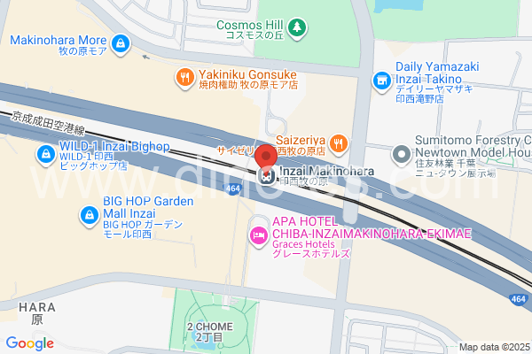 印西牧の原メンズエステの地図です。map of Inzai-Makinohara station where spa and massage salons are located