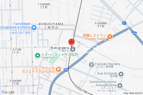 くぬぎ山メンズエステの地図です。map of Kunugiyama station where spa and massage salons are located