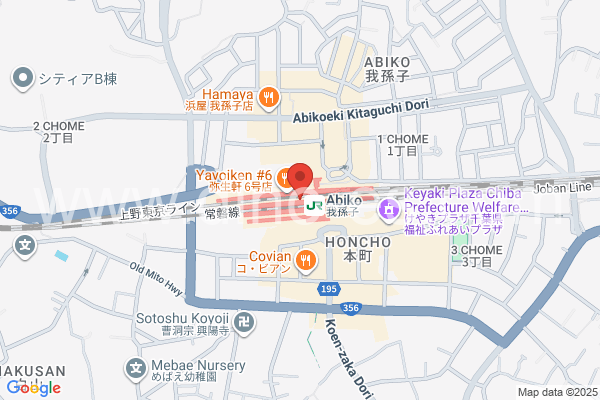 我孫子メンズエステの地図です。map of Abiko station where spa and massage salons are located