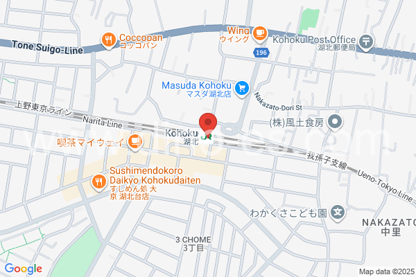 湖北メンズエステの地図です。map of Kohoku station where spa and massage salons are located