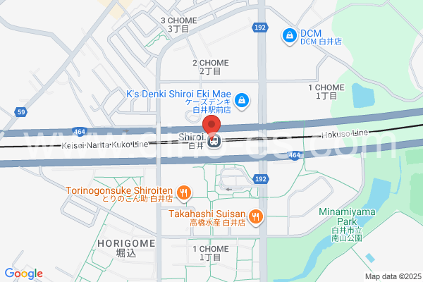 白井メンズエステの地図です。map of Shiroi station where spa and massage salons are located