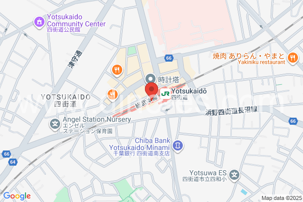 四街道メンズエステの地図です。map of Yotsukaidō station where spa and massage salons are located