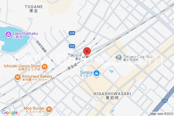 東金メンズエステの地図です。map of Tōgane station where spa and massage salons are located