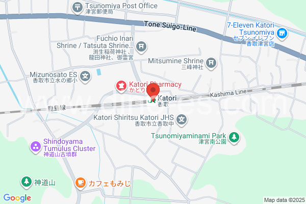 香取メンズエステの地図です。map of Katori station where spa and massage salons are located