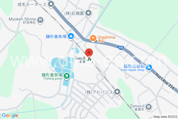 水郷メンズエステの地図です。map of Suigō station where spa and massage salons are located