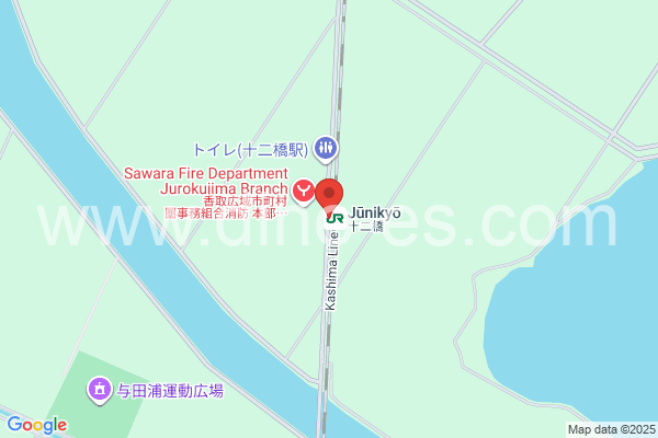 十二橋メンズエステの地図です。map of Jūnikyō station where spa and massage salons are located