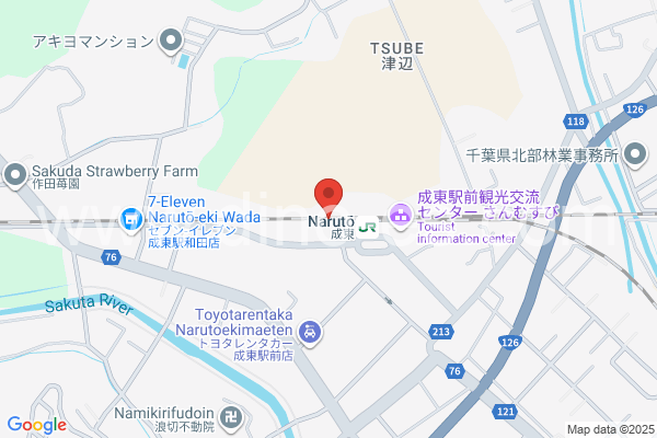 成東メンズエステの地図です。map of Narutō station where spa and massage salons are located