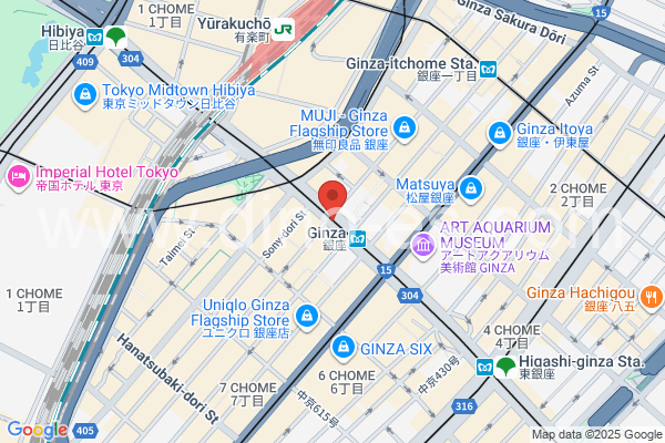 銀座メンズエステの地図です。map of Ginza station where spa and massage salons are located