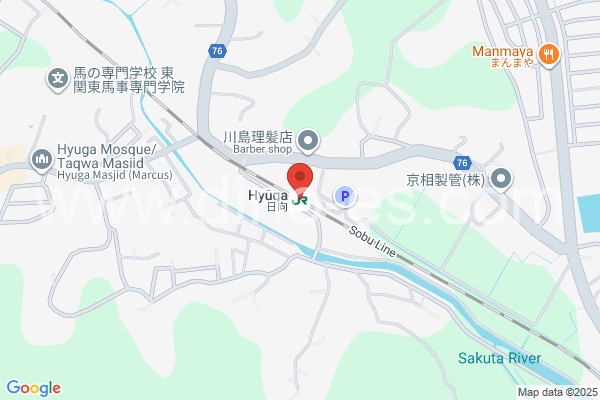 日向メンズエステの地図です。map of Hyūga station where spa and massage salons are located