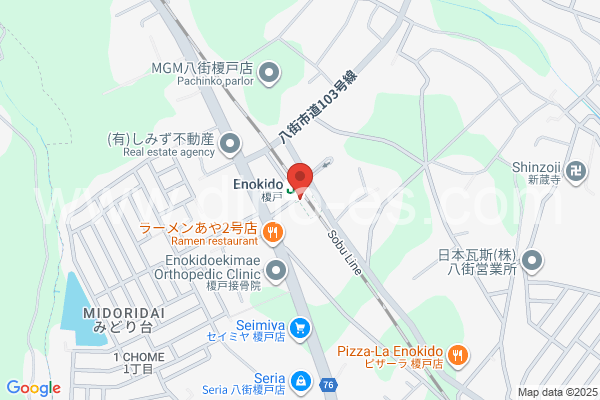 榎戸(千葉)メンズエステの地図です。map of Enokido station where spa and massage salons are located