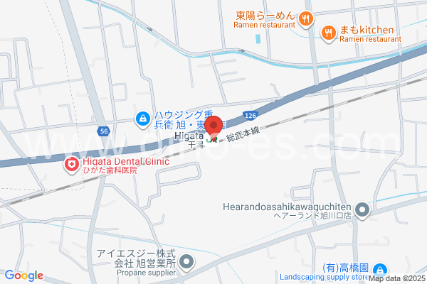 干潟メンズエステの地図です。map of Higata station where spa and massage salons are located