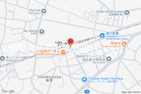 飯岡メンズエステの地図です。map of Iioka station where spa and massage salons are located