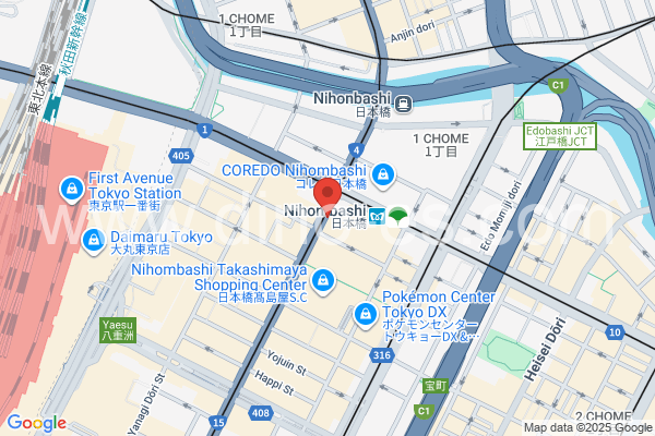 日本橋(東京)メンズエステの地図です。map of Nihombashi station where spa and massage salons are located