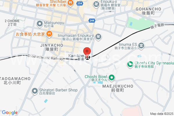 観音メンズエステの地図です。map of Kannon station where spa and massage salons are located