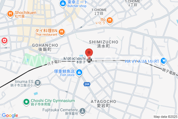 本銚子メンズエステの地図です。map of Moto-Chōshi station where spa and massage salons are located