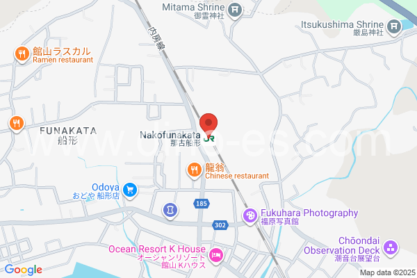 那古船形メンズエステの地図です。map of Nakofunakata station where spa and massage salons are located