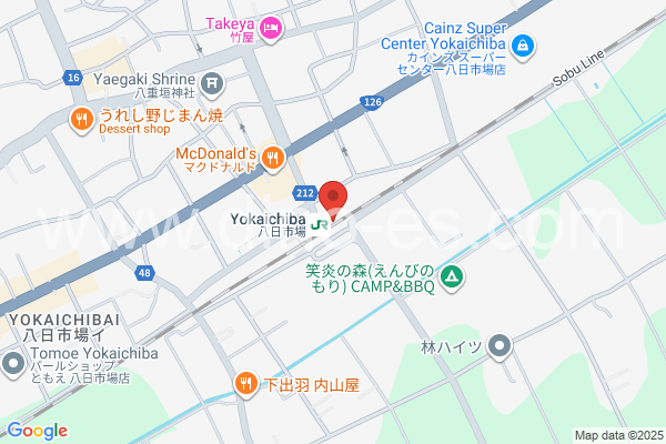八日市場メンズエステの地図です。map of Yōkaichiba station where spa and massage salons are located