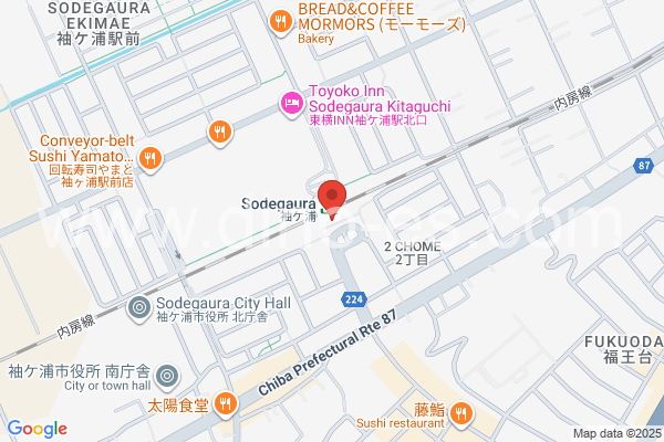 袖ヶ浦メンズエステの地図です。map of Sodegaura station where spa and massage salons are located