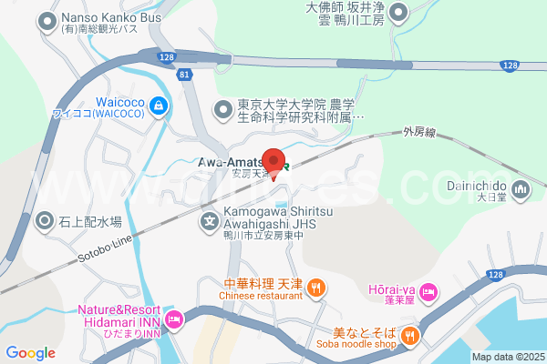 安房天津メンズエステの地図です。map of Awa-Amatsu station where spa and massage salons are located
