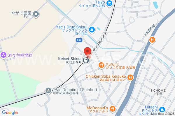 京成酒々井メンズエステの地図です。map of Keisei Shisui station where spa and massage salons are located