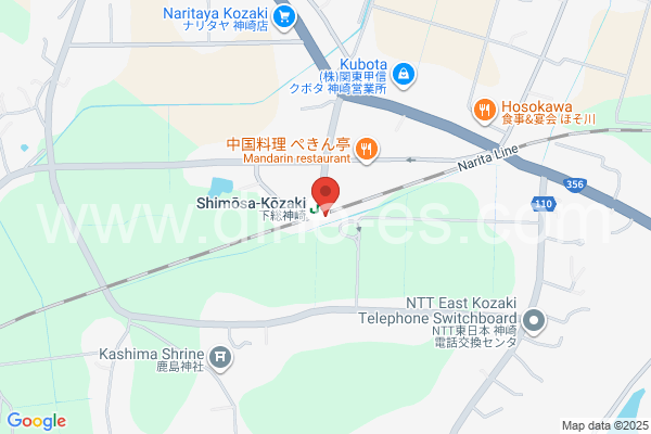 下総神崎メンズエステの地図です。map of Shimōsa-Kōzaki station where spa and massage salons are located
