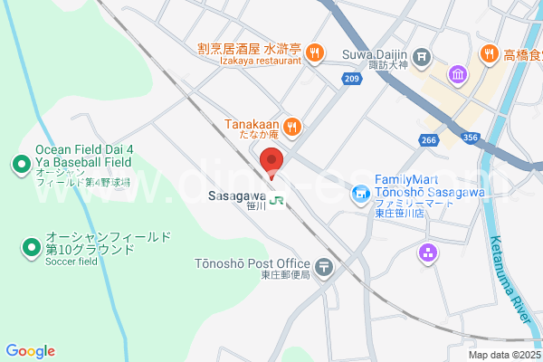 笹川メンズエステの地図です。map of Sasagawa station where spa and massage salons are located