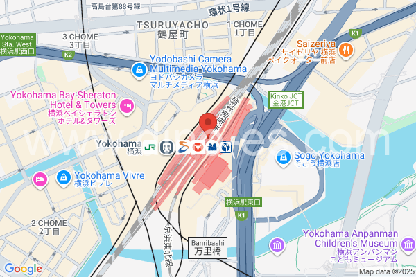 横浜メンズエステの地図です。map of Yokohama station where spa and massage salons are located