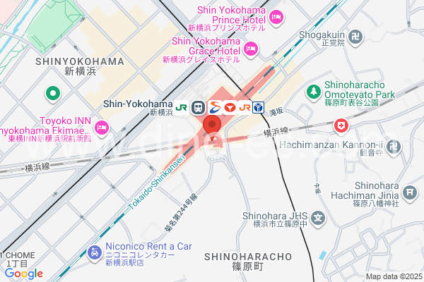 新横浜メンズエステの地図です。map of Shin-Yokohama station where spa and massage salons are located
