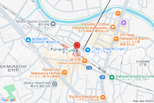 中山(神奈川)メンズエステの地図です。map of Nakayama station where spa and massage salons are located